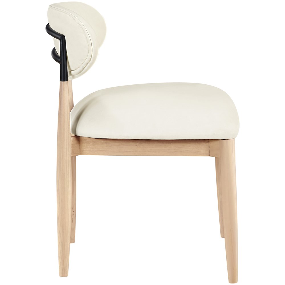 Riccio Cream Vegan Leather Upholstered Dining Side Chair, Set of 2. Picture 8