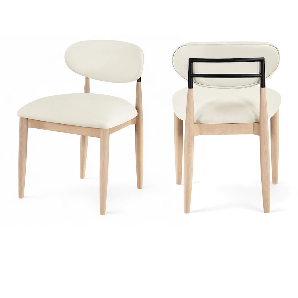 Riccio Cream Vegan Leather Upholstered Dining Side Chair, Set of 2. Picture 1