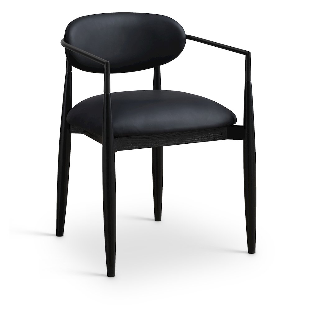 Riccio Black Vegan Leather Upholstered Dining Arm Chair, Set of 2. Picture 2