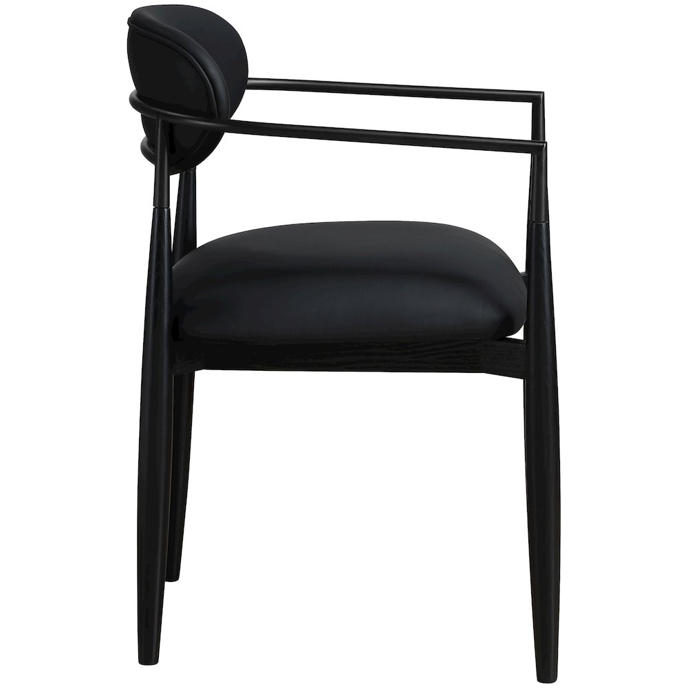 Riccio Black Vegan Leather Upholstered Dining Arm Chair, Set of 2. Picture 3