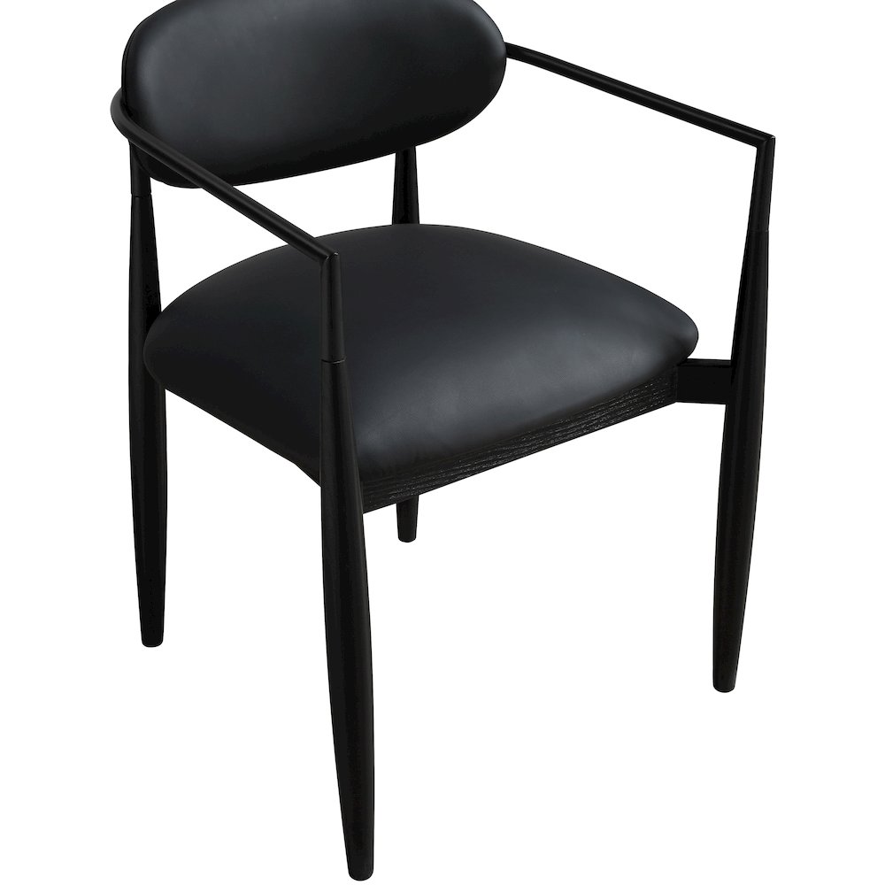 Riccio Black Vegan Leather Upholstered Dining Arm Chair, Set of 2. Picture 5