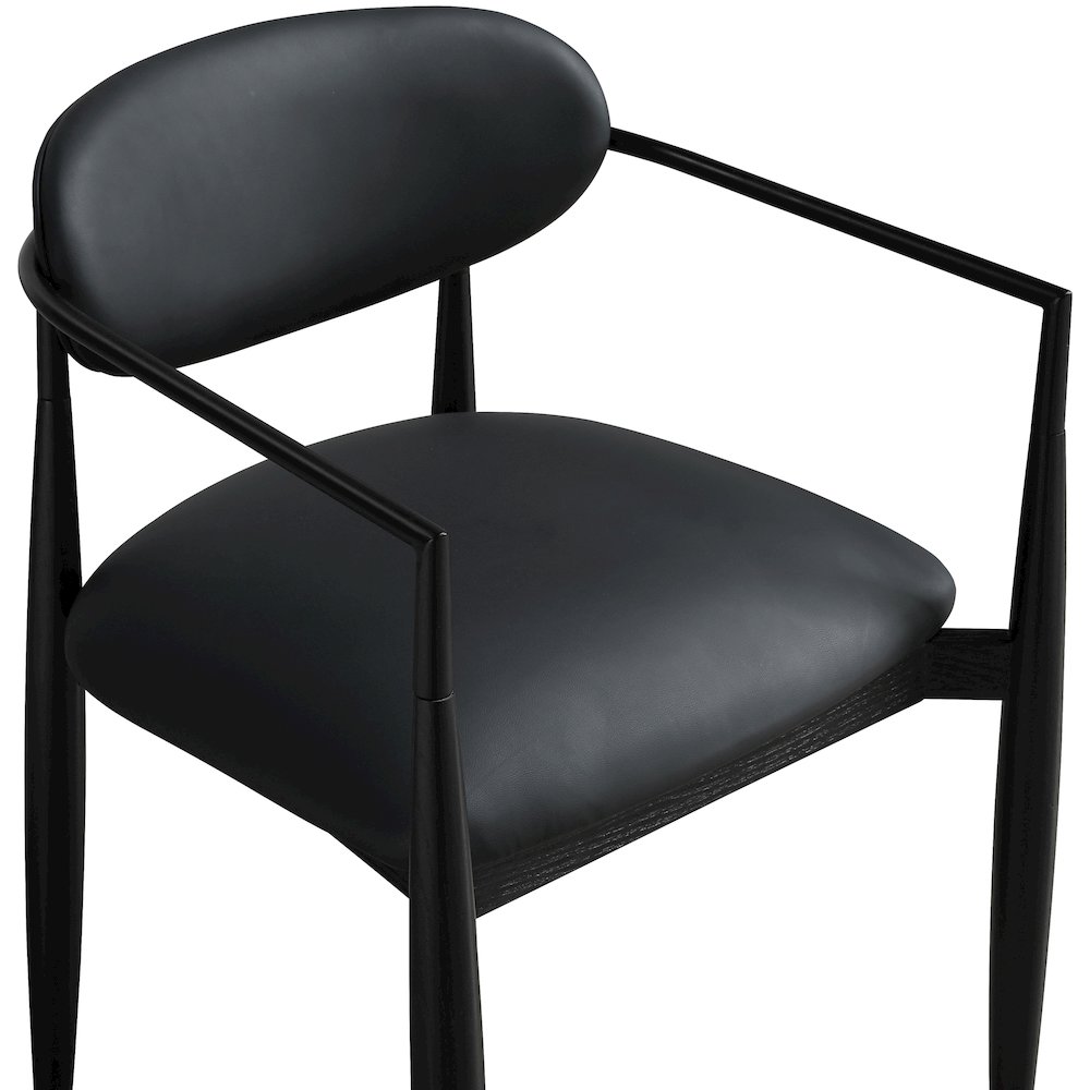 Riccio Black Vegan Leather Upholstered Dining Arm Chair, Set of 2. Picture 6