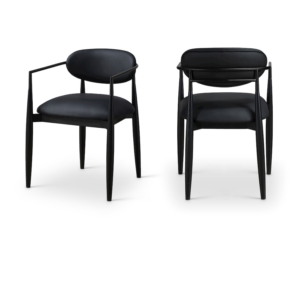 Riccio Black Vegan Leather Upholstered Dining Arm Chair, Set of 2. Picture 1