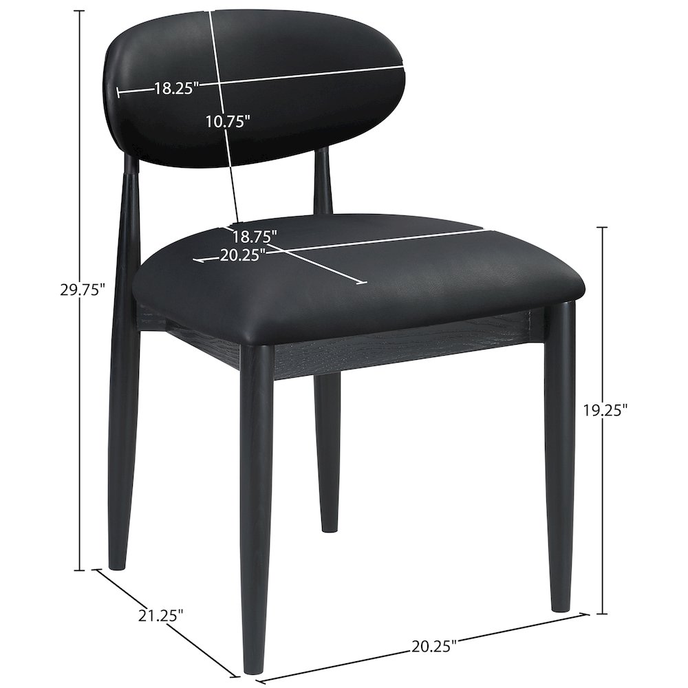 Riccio Black Vegan Leather Upholstered Dining Side Chair, Set of 2. Picture 9