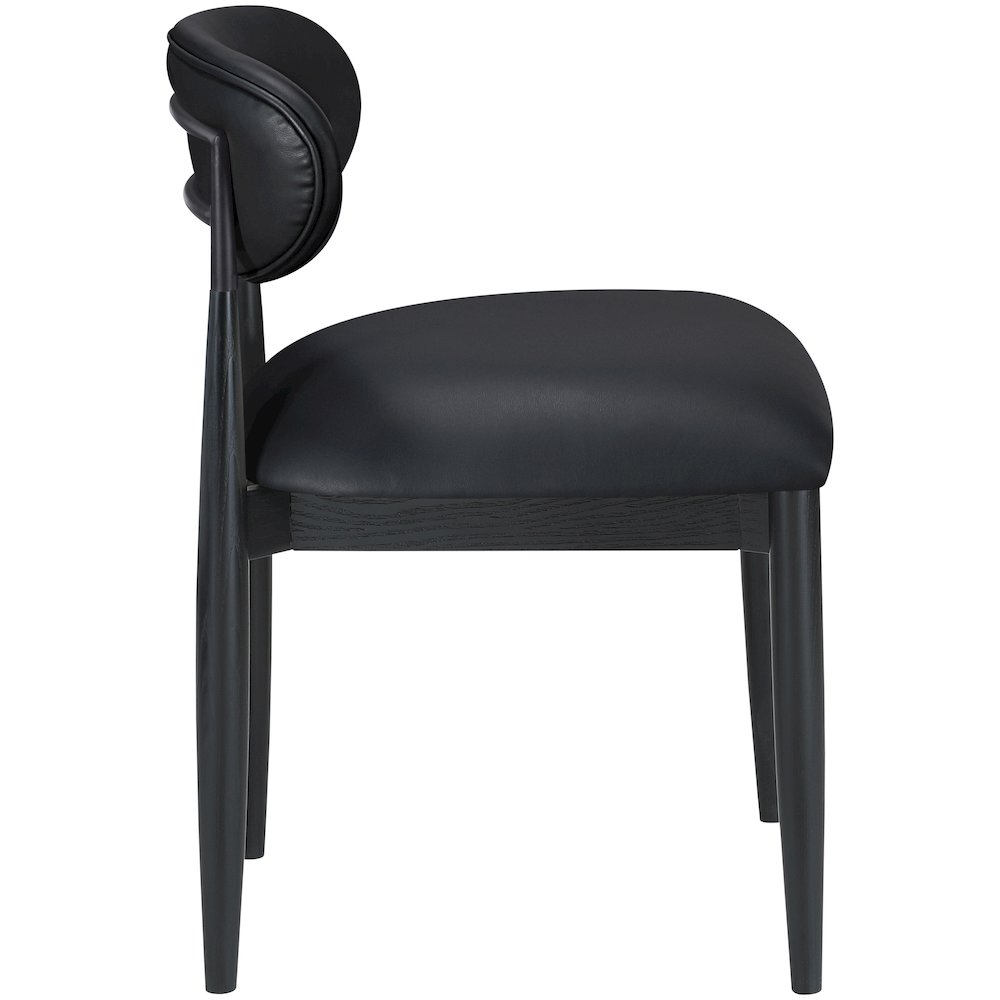 Riccio Black Vegan Leather Upholstered Dining Side Chair, Set of 2. Picture 8