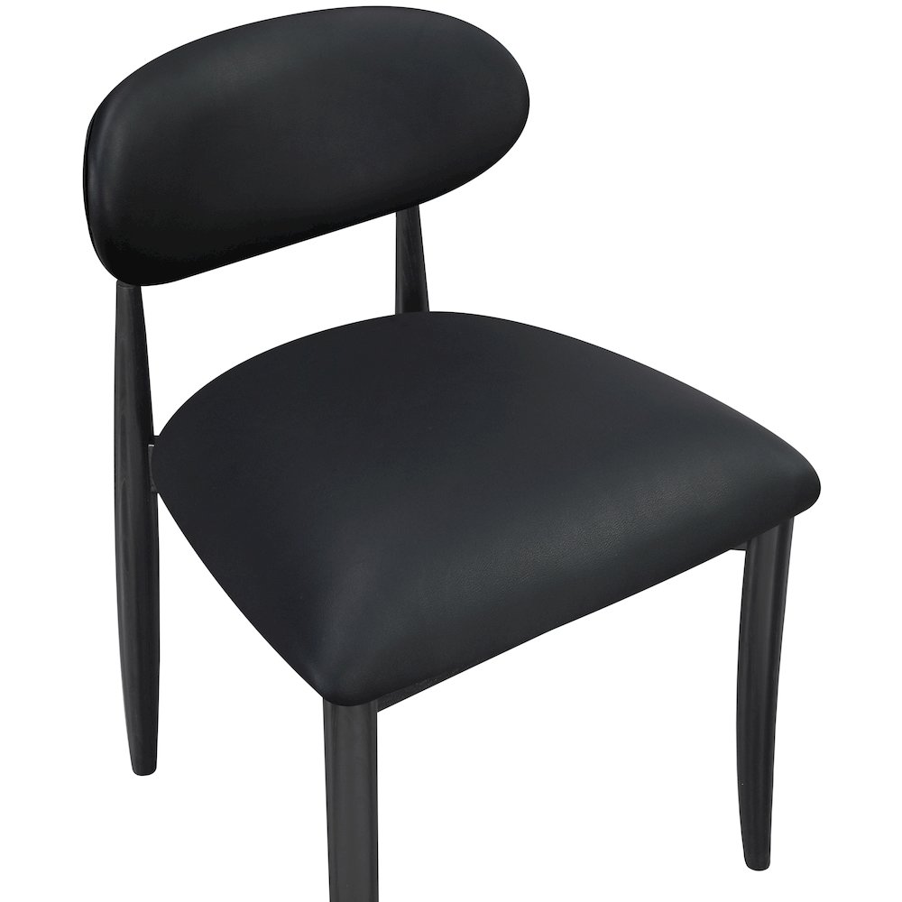 Riccio Black Vegan Leather Upholstered Dining Side Chair, Set of 2. Picture 5