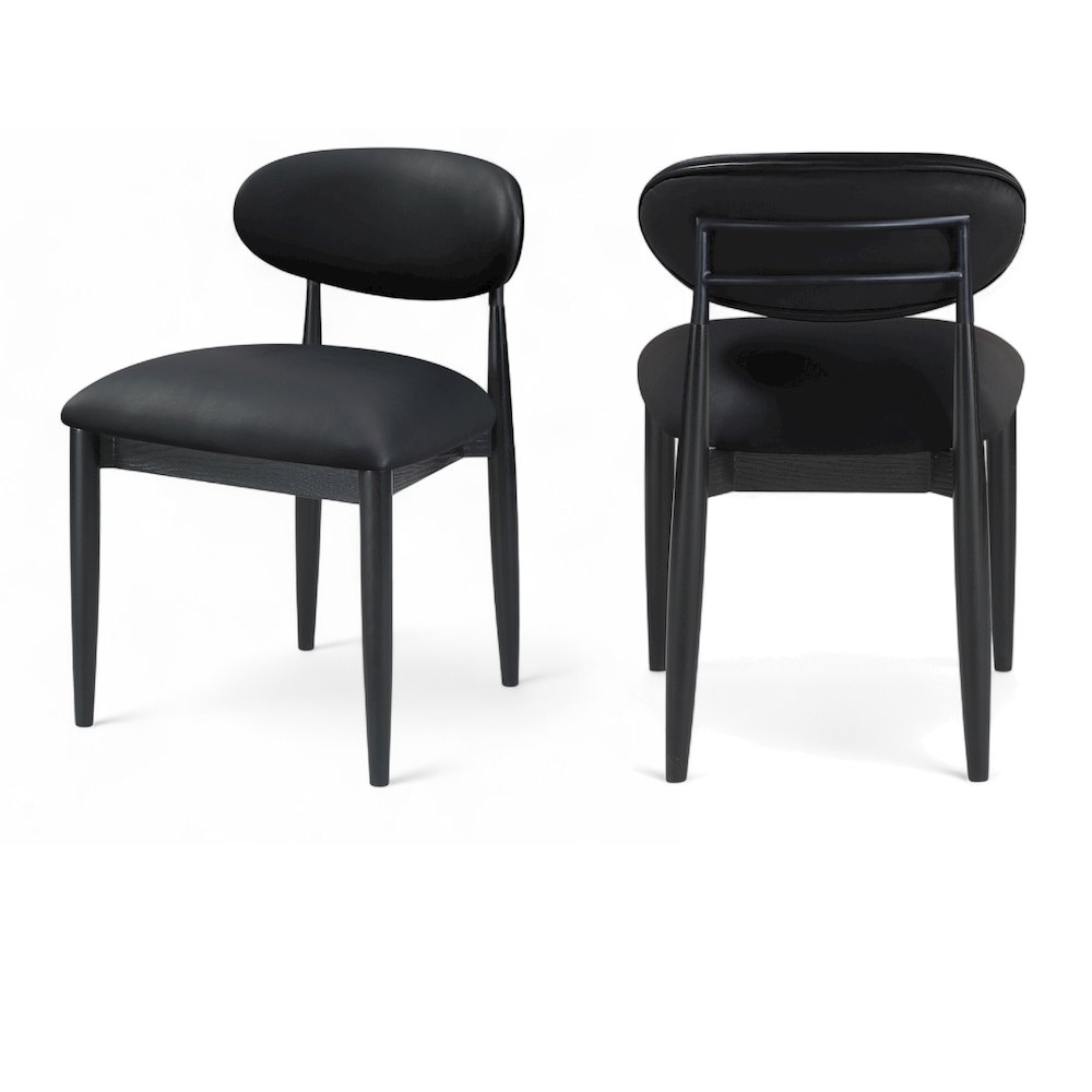 Riccio Black Vegan Leather Upholstered Dining Side Chair, Set of 2. Picture 1