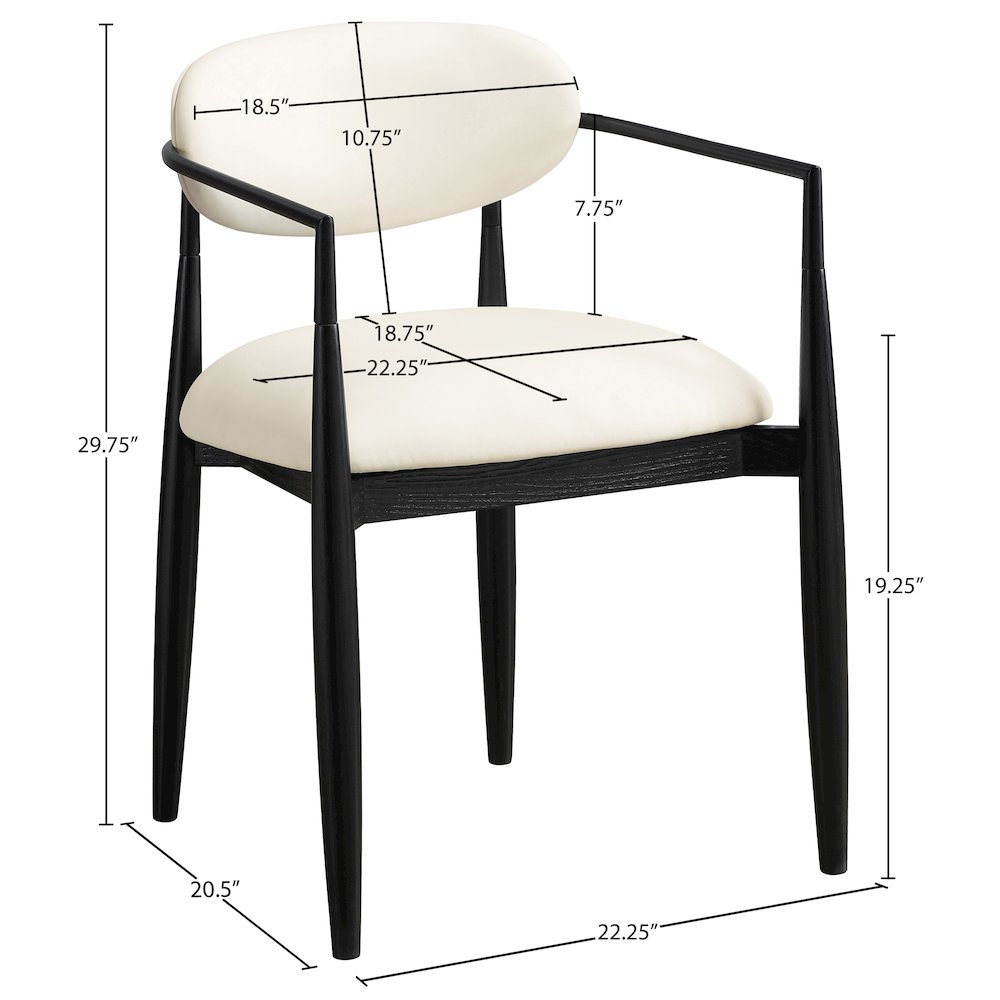Riccio Cream Vegan Leather Upholstered Dining Arm Chair, Set of 2. Picture 10