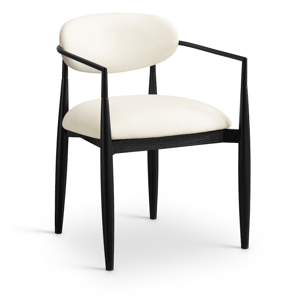 Riccio Cream Vegan Leather Upholstered Dining Arm Chair, Set of 2. Picture 2