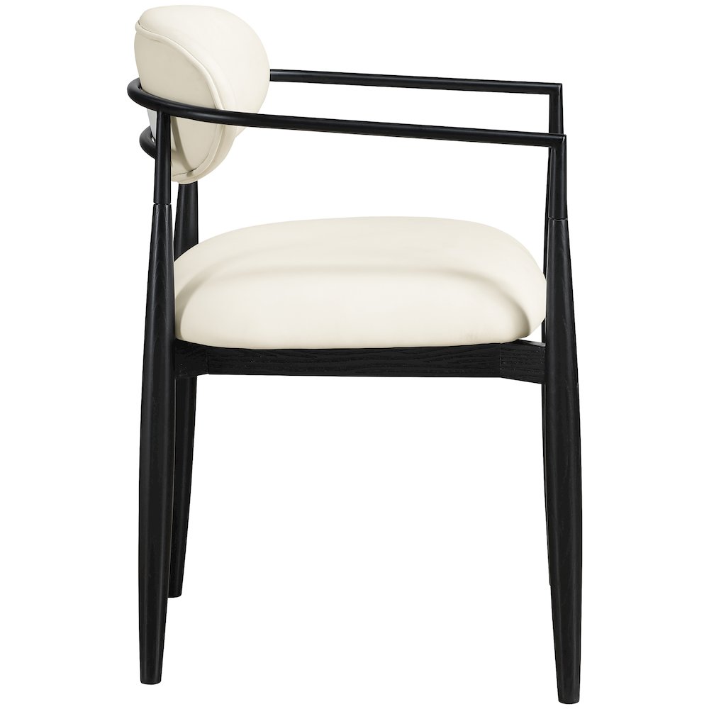 Riccio Cream Vegan Leather Upholstered Dining Arm Chair, Set of 2. Picture 3
