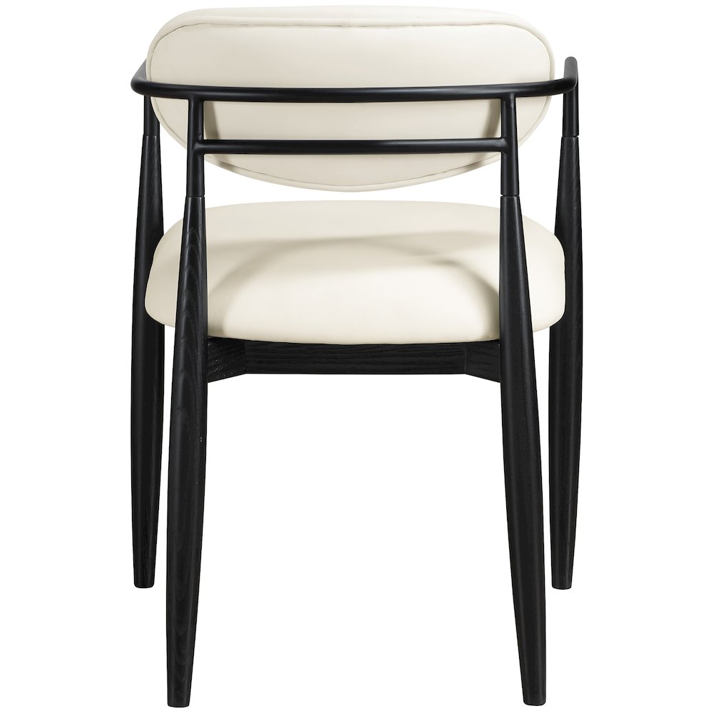Riccio Cream Vegan Leather Upholstered Dining Arm Chair, Set of 2. Picture 4