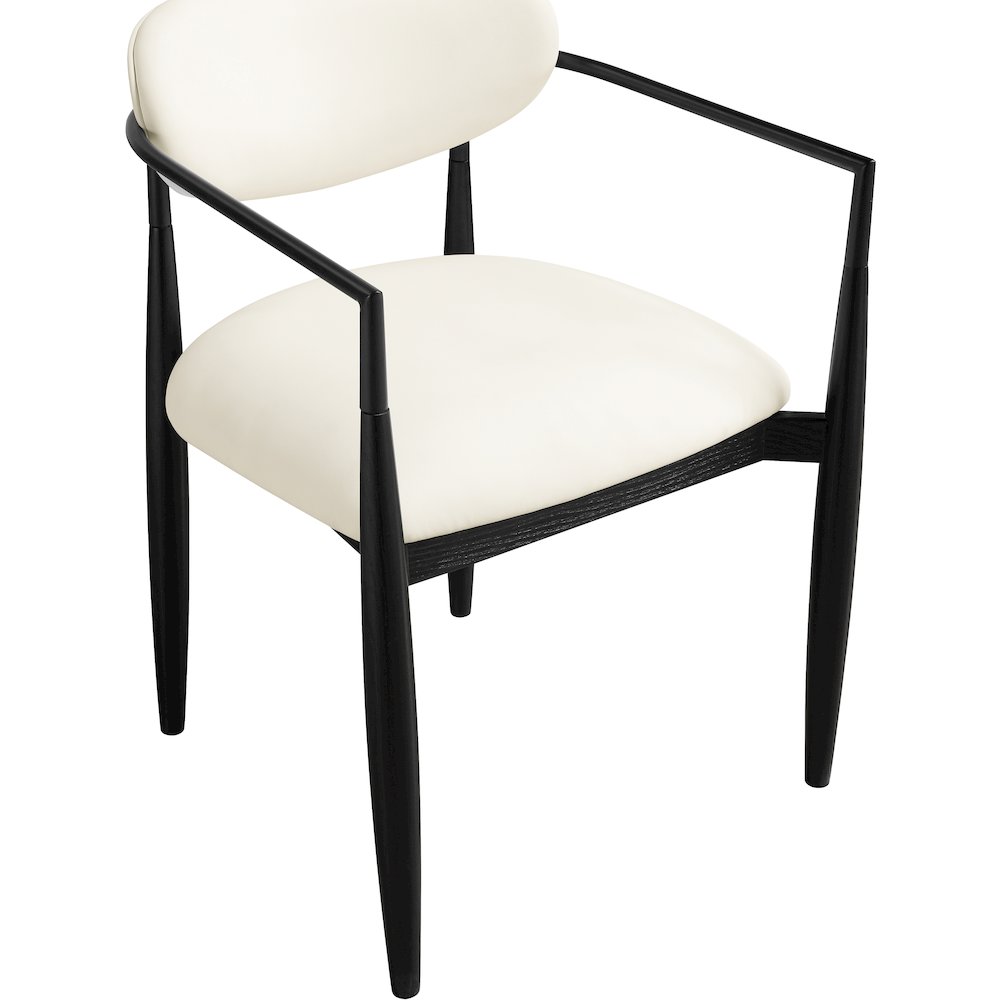 Riccio Cream Vegan Leather Upholstered Dining Arm Chair, Set of 2. Picture 5