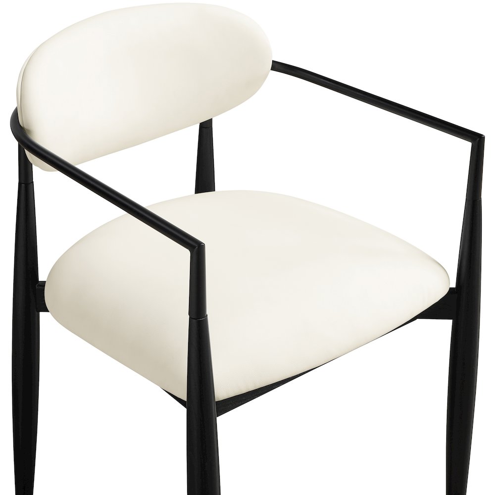 Riccio Cream Vegan Leather Upholstered Dining Arm Chair, Set of 2. Picture 6