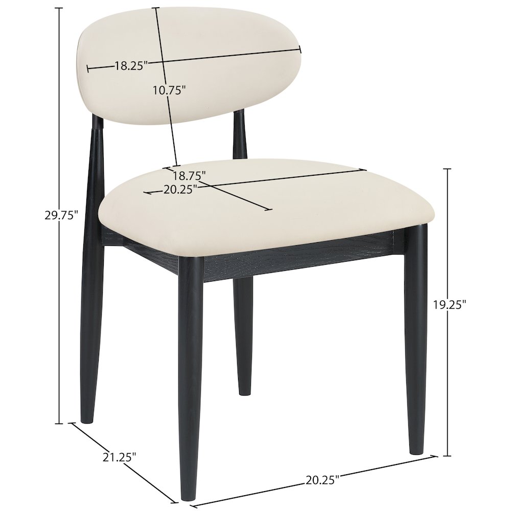 Riccio Cream Vegan Leather Upholstered Dining Side Chair, Set of 2. Picture 9