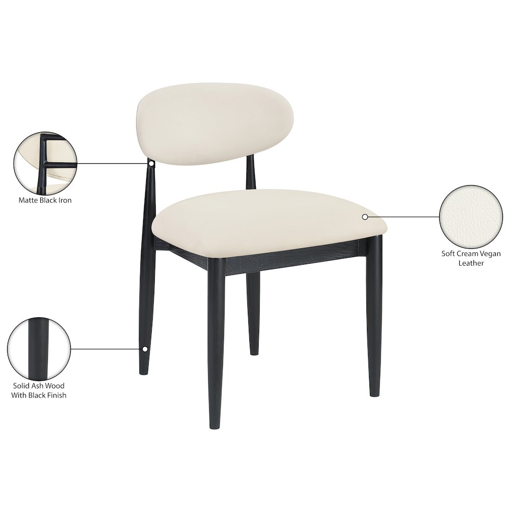 Riccio Cream Vegan Leather Upholstered Dining Side Chair, Set of 2. Picture 10