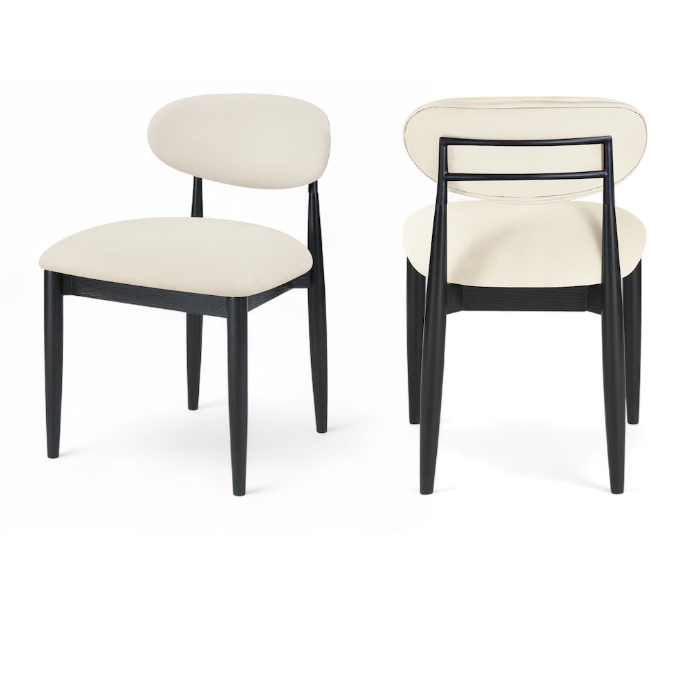 Riccio Cream Vegan Leather Upholstered Dining Side Chair, Set of 2. Picture 1