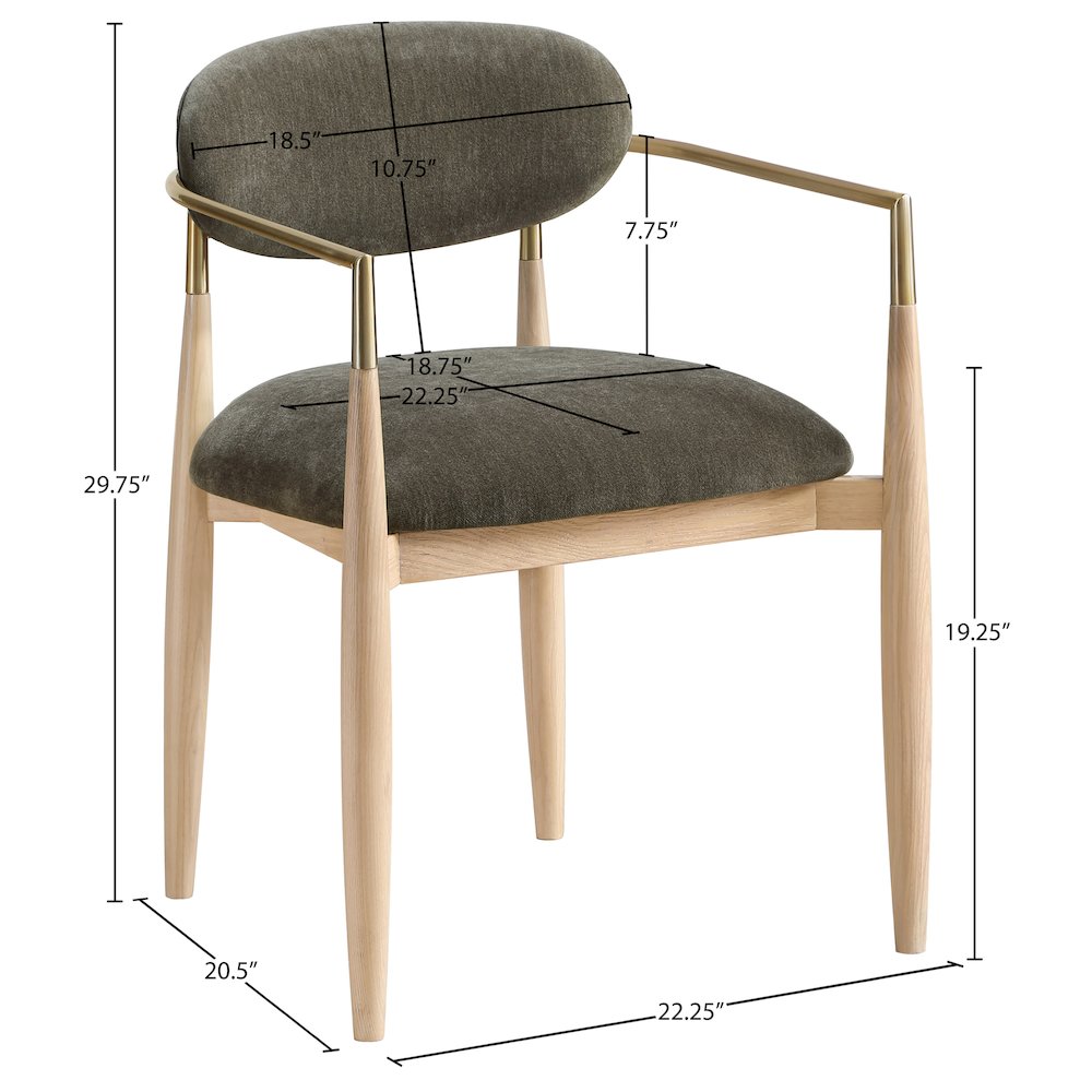 Riccio Brown Performance Fabric Upholstered Dining Arm Chair, Set of 2. Picture 10