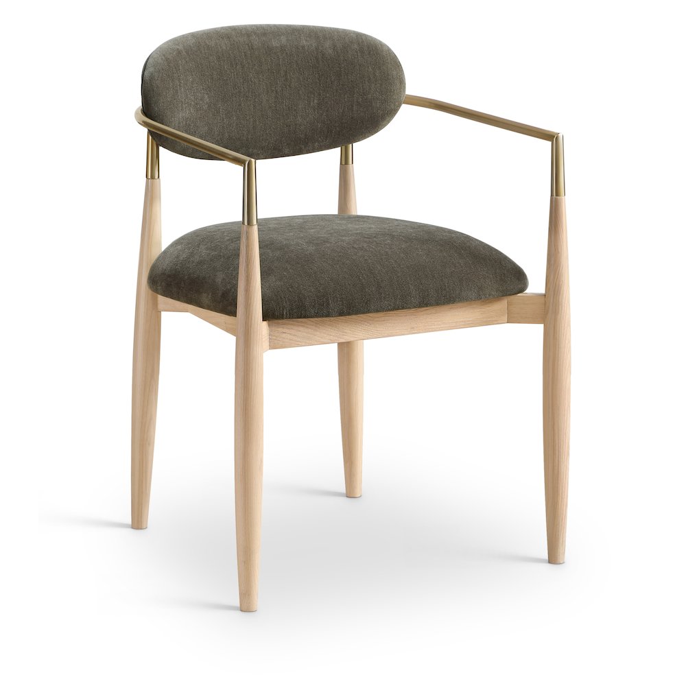 Riccio Brown Performance Fabric Upholstered Dining Arm Chair, Set of 2. Picture 2