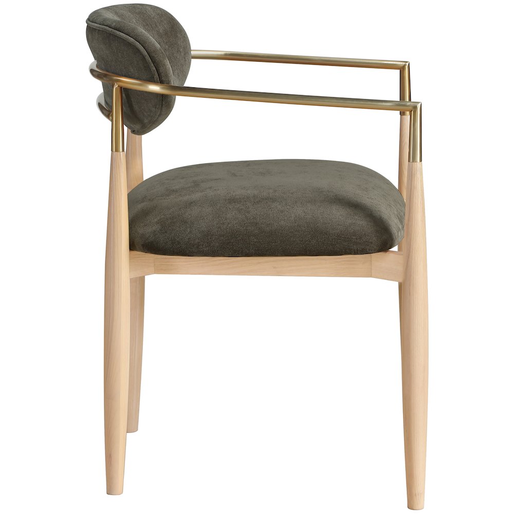 Riccio Brown Performance Fabric Upholstered Dining Arm Chair, Set of 2. Picture 3