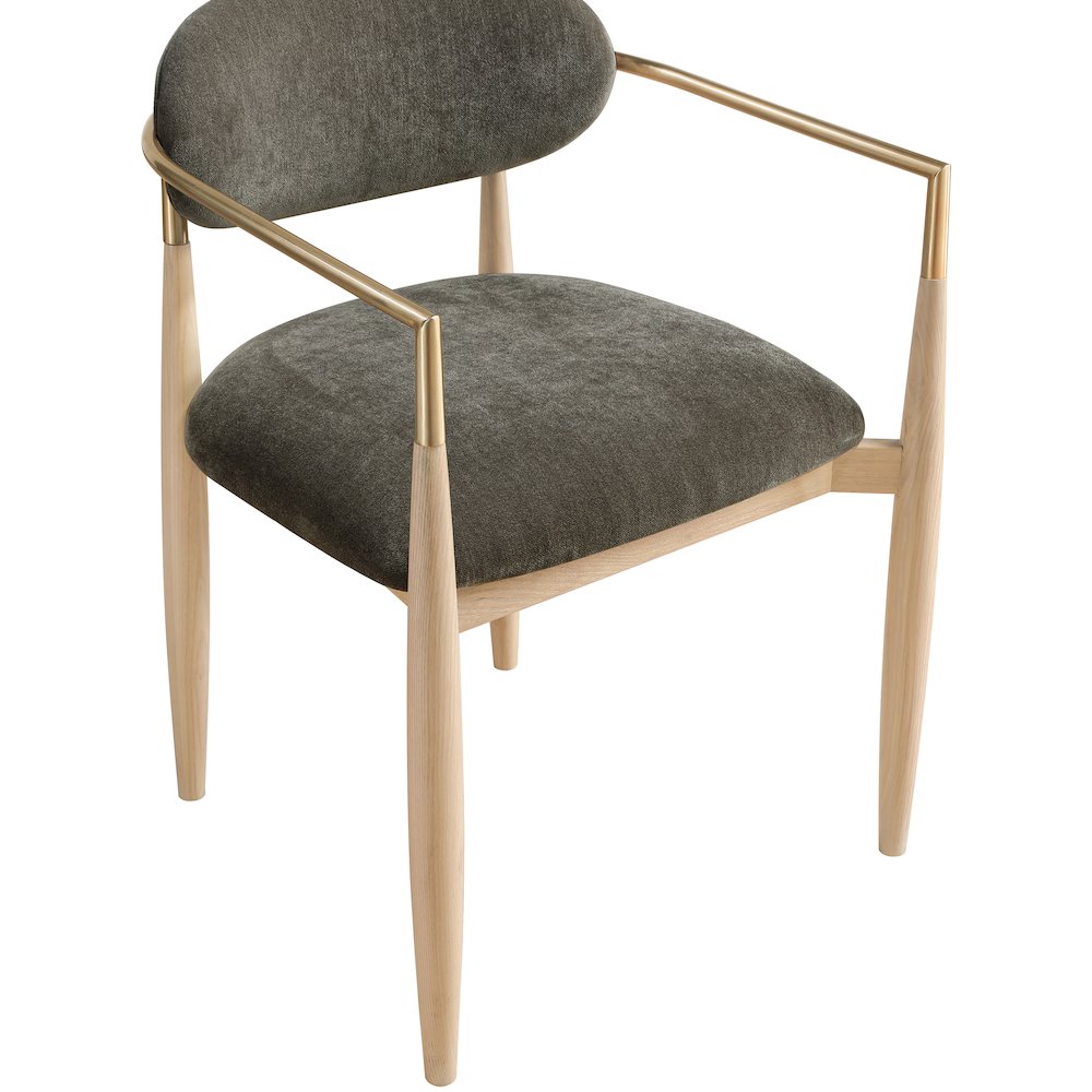 Riccio Brown Performance Fabric Upholstered Dining Arm Chair, Set of 2. Picture 5
