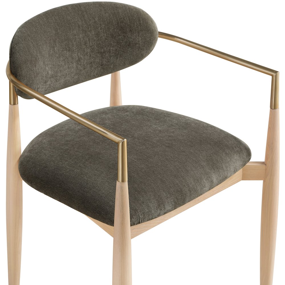 Riccio Brown Performance Fabric Upholstered Dining Arm Chair, Set of 2. Picture 6