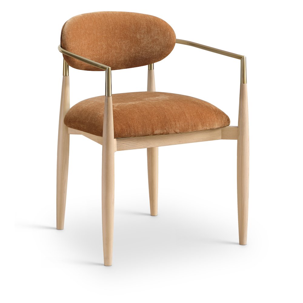 Riccio Cognac Performance Fabric Upholstered Dining Arm Chair, Set of 2. Picture 2