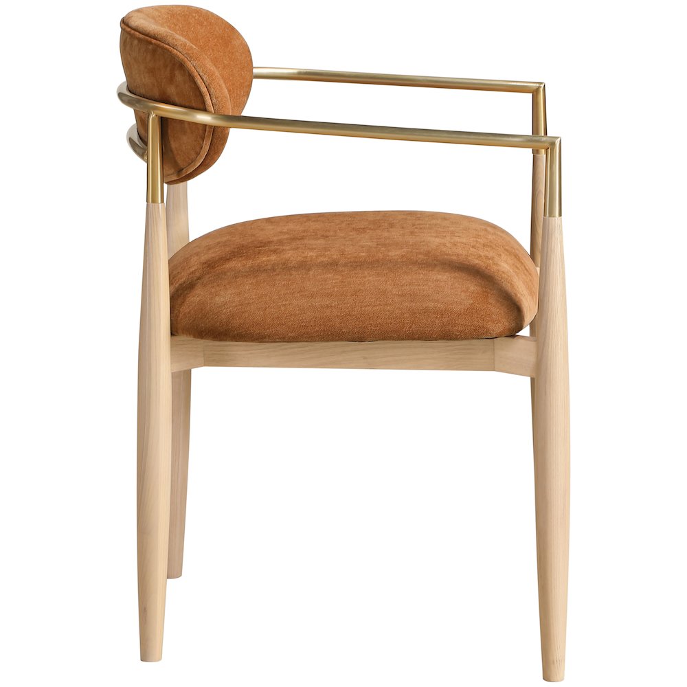 Riccio Cognac Performance Fabric Upholstered Dining Arm Chair, Set of 2. Picture 3
