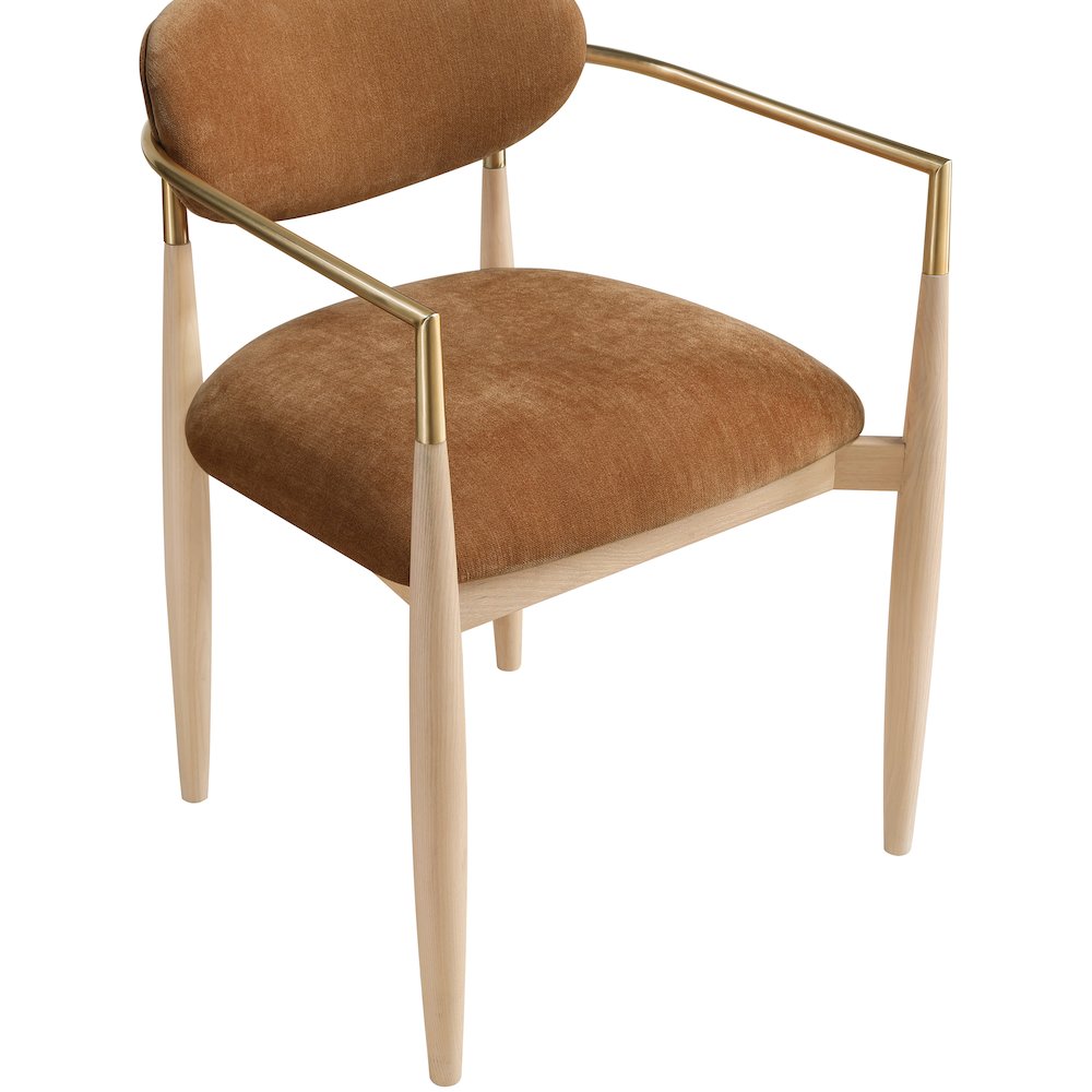 Riccio Cognac Performance Fabric Upholstered Dining Arm Chair, Set of 2. Picture 5
