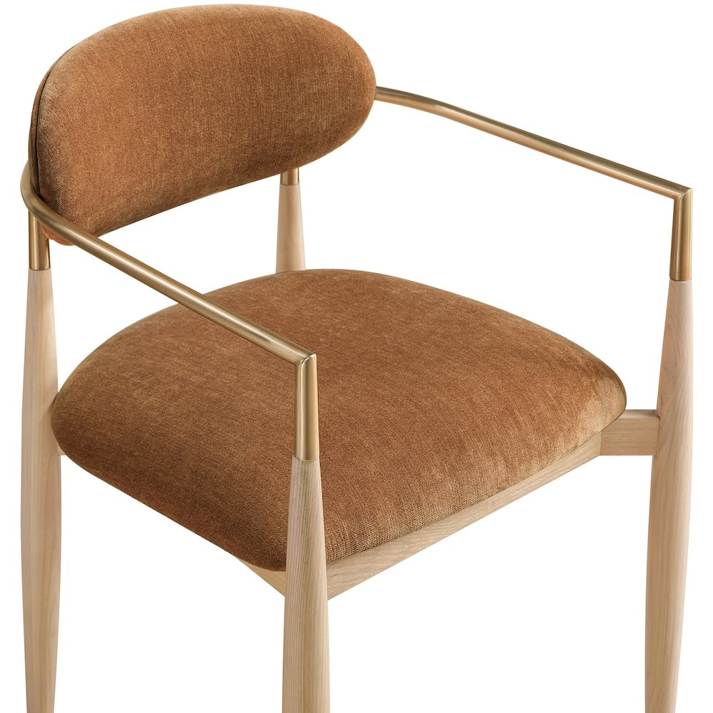 Riccio Cognac Performance Fabric Upholstered Dining Arm Chair, Set of 2. Picture 6