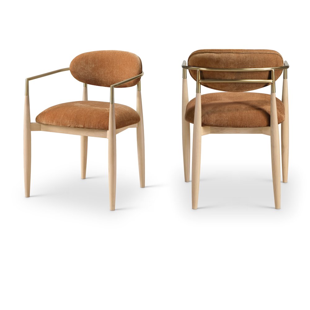 Riccio Cognac Performance Fabric Upholstered Dining Arm Chair, Set of 2. Picture 1