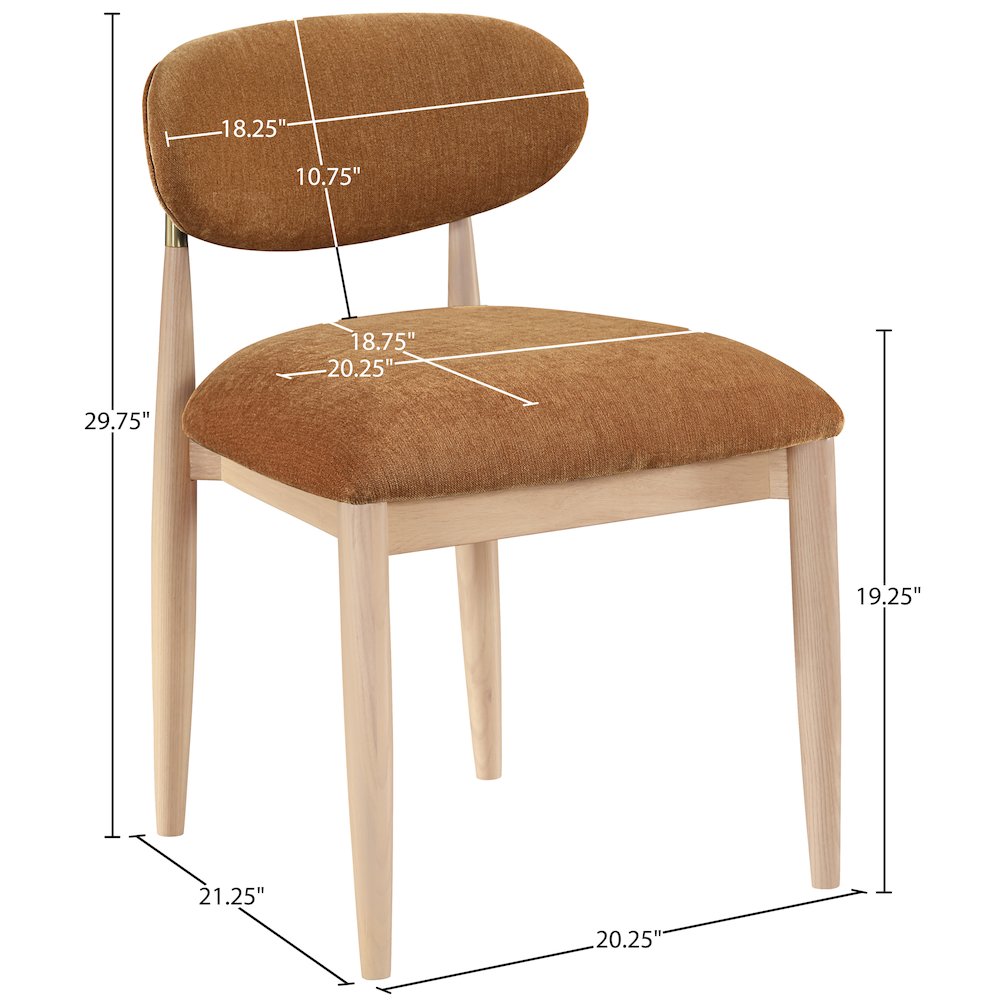 Riccio Cognac Performance Fabric Upholstered Dining Side Chair, Set of 2. Picture 5