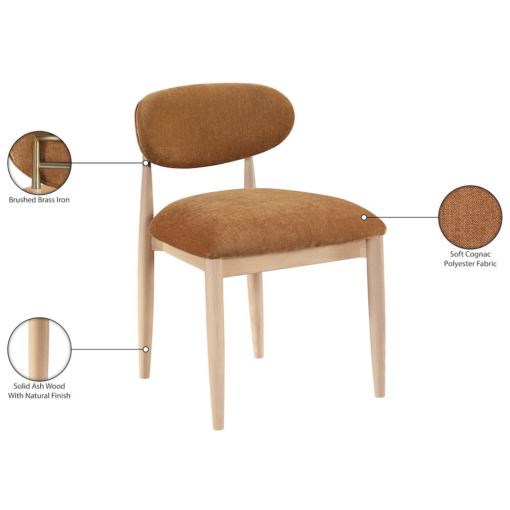 Riccio Cognac Performance Fabric Upholstered Dining Side Chair, Set of 2. Picture 6