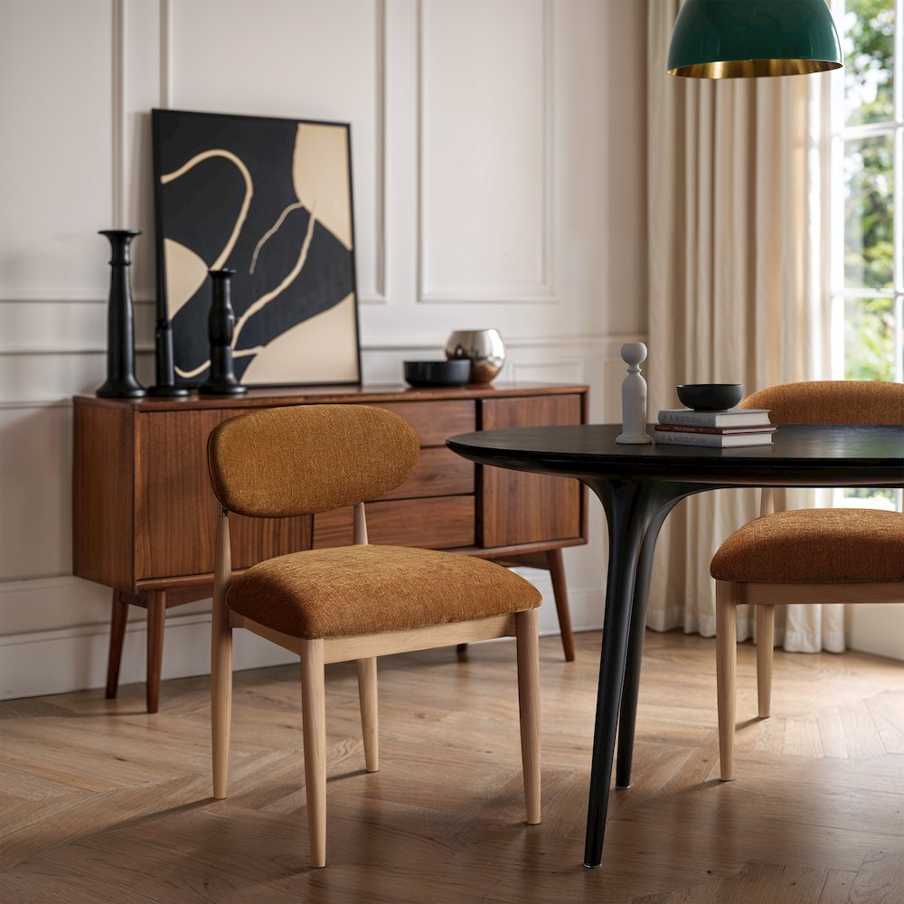 Riccio Cognac Performance Fabric Upholstered Dining Side Chair, Set of 2. Picture 2