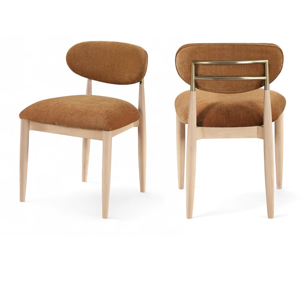 Riccio Cognac Performance Fabric Upholstered Dining Side Chair, Set of 2. Picture 1