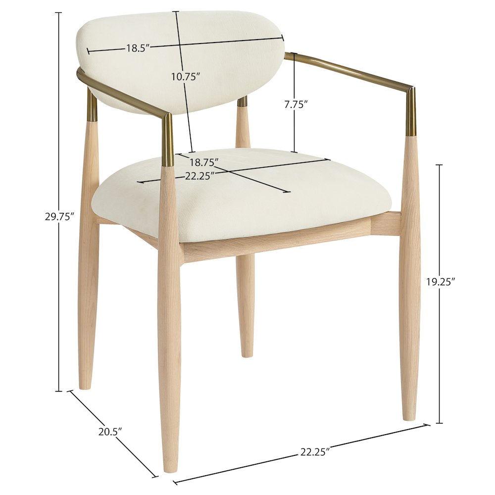 Riccio Cream Performance Fabric Upholstered Dining Arm Chair, Set of 2. Picture 10