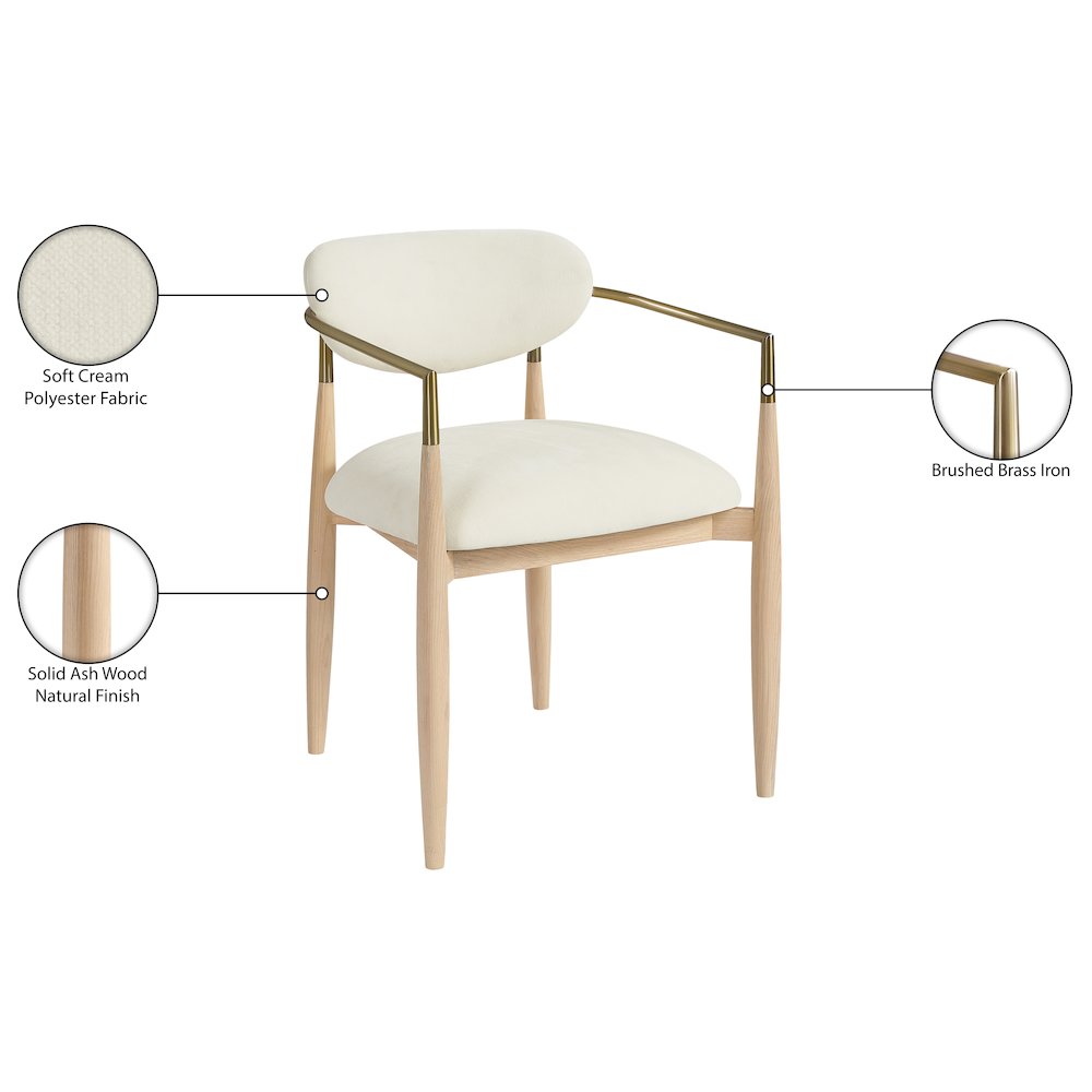 Riccio Cream Performance Fabric Upholstered Dining Arm Chair, Set of 2. Picture 11