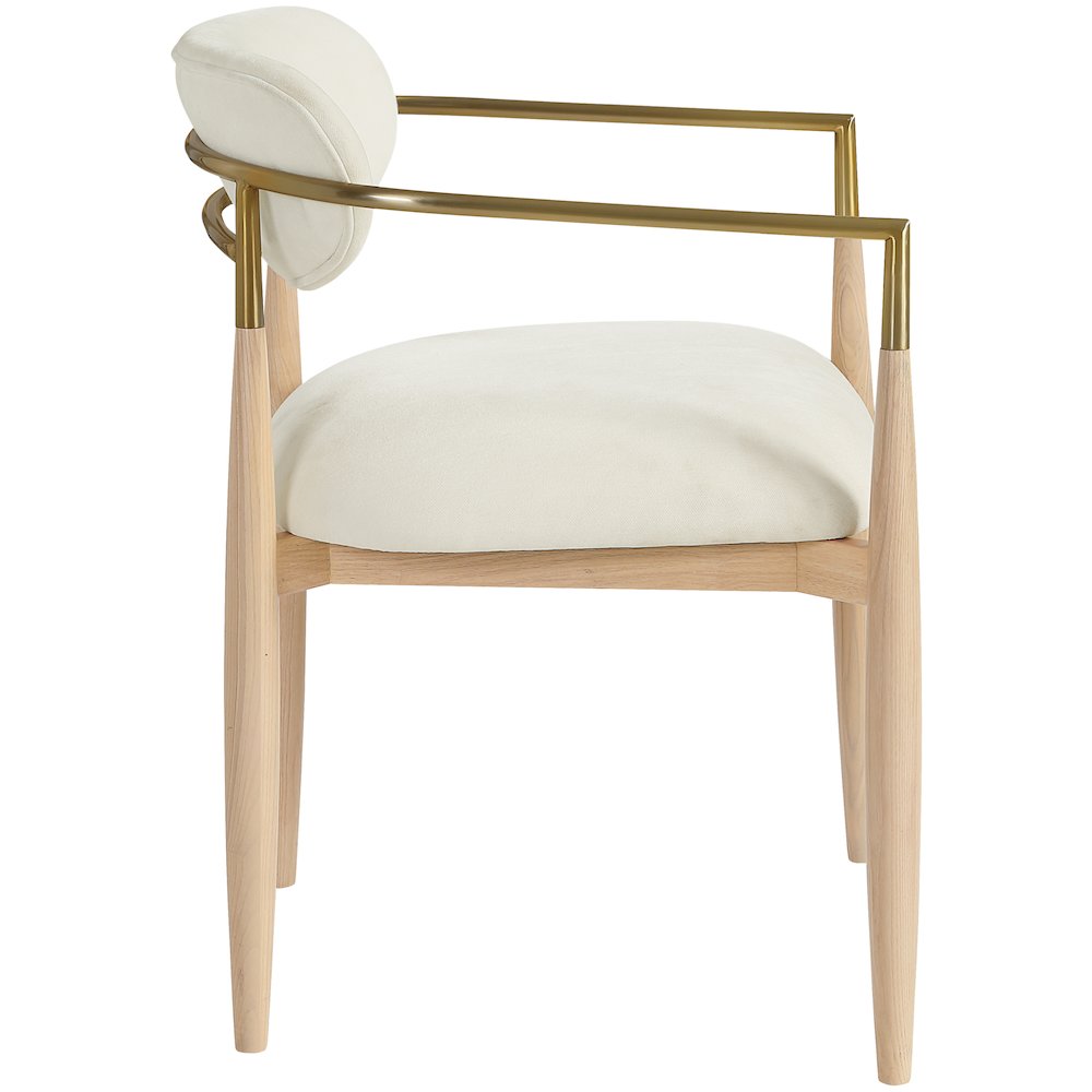 Riccio Cream Performance Fabric Upholstered Dining Arm Chair, Set of 2. Picture 3
