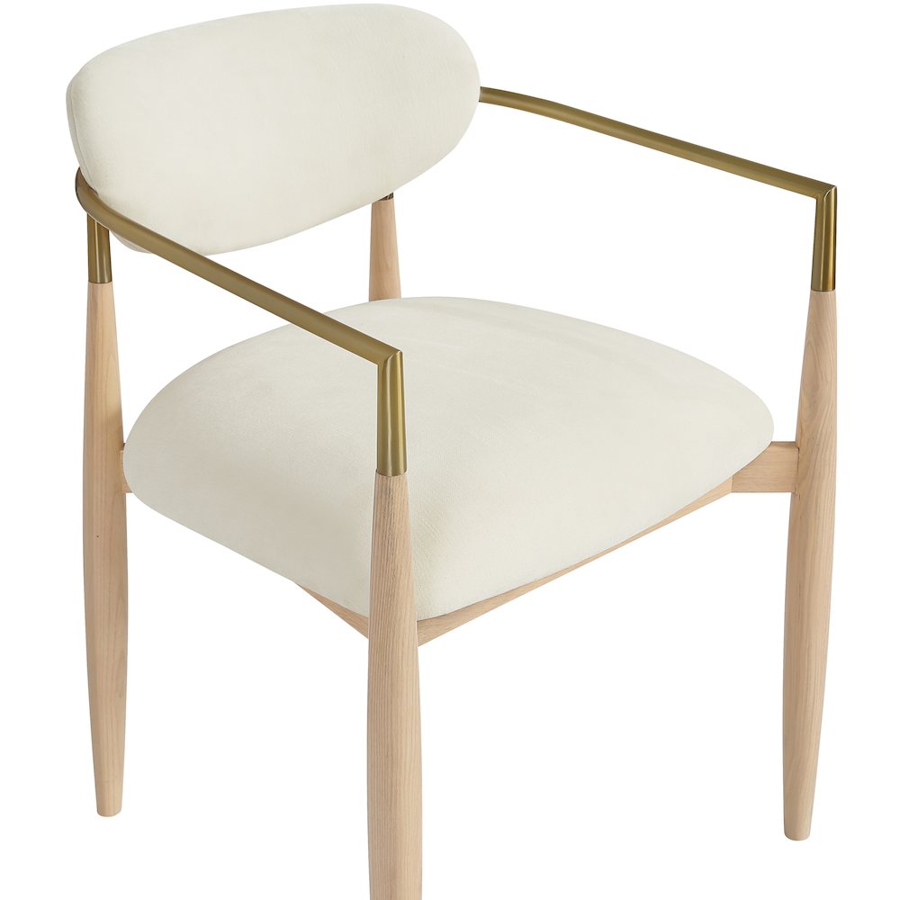 Riccio Cream Performance Fabric Upholstered Dining Arm Chair, Set of 2. Picture 5