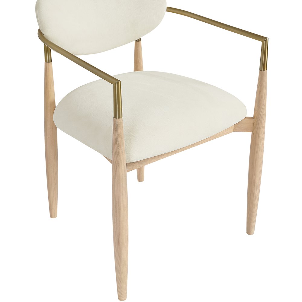Riccio Cream Performance Fabric Upholstered Dining Arm Chair, Set of 2. Picture 6