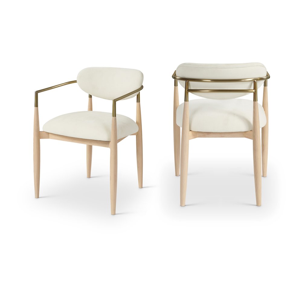 Riccio Cream Performance Fabric Upholstered Dining Arm Chair, Set of 2. Picture 1