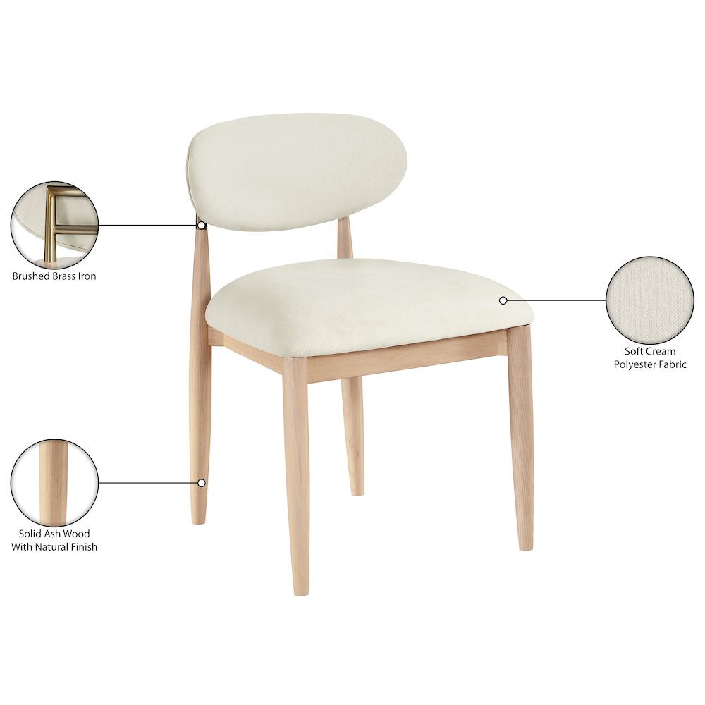 Riccio Cream Performance Fabric Upholstered Dining Side Chair, Set of 2. Picture 6