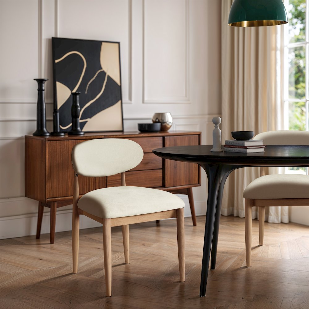 Riccio Cream Performance Fabric Upholstered Dining Side Chair, Set of 2. Picture 2