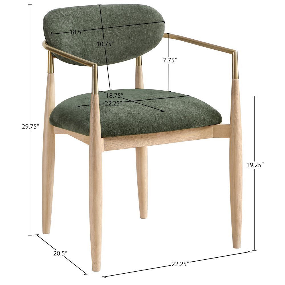 Riccio Olive Performance Fabric Upholstered Dining Arm Chair, Set of 2. Picture 10