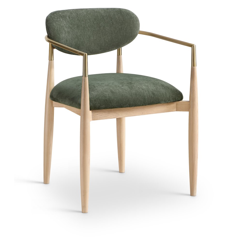Riccio Olive Performance Fabric Upholstered Dining Arm Chair, Set of 2. Picture 2