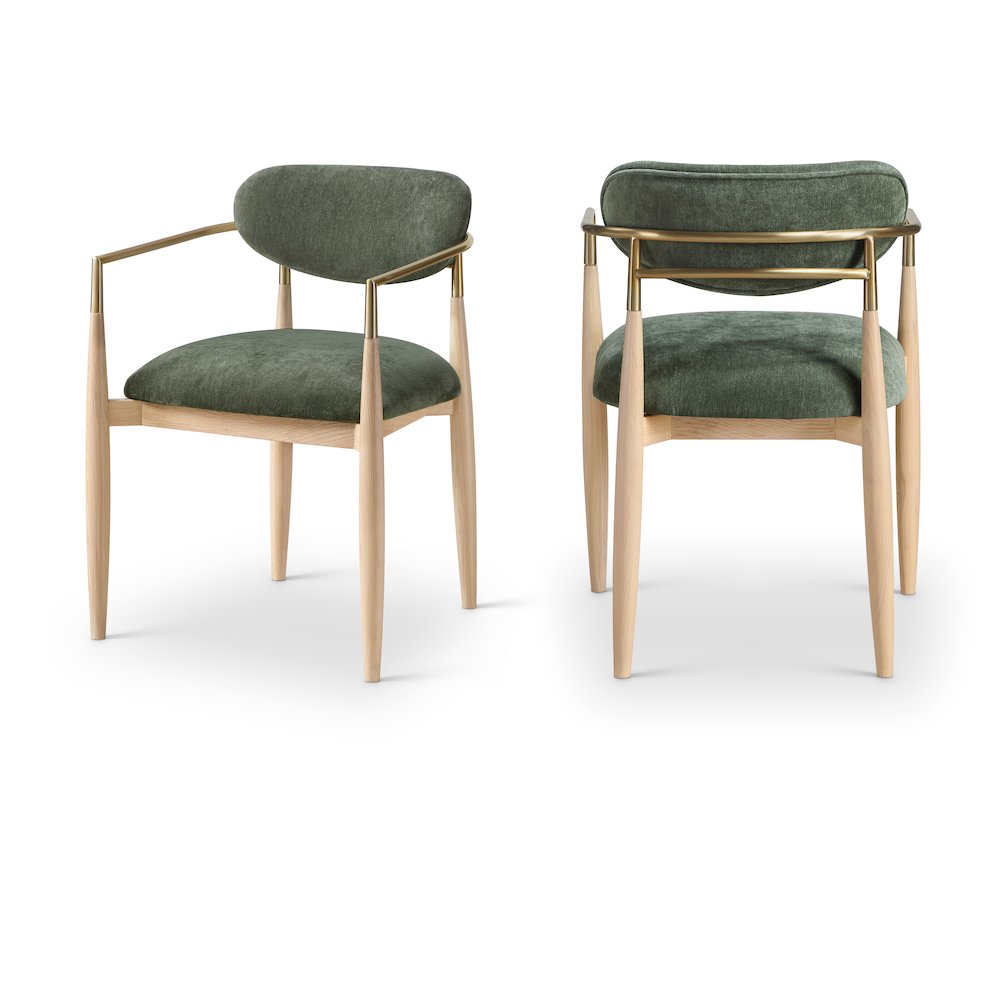 Riccio Olive Performance Fabric Upholstered Dining Arm Chair, Set of 2. Picture 1