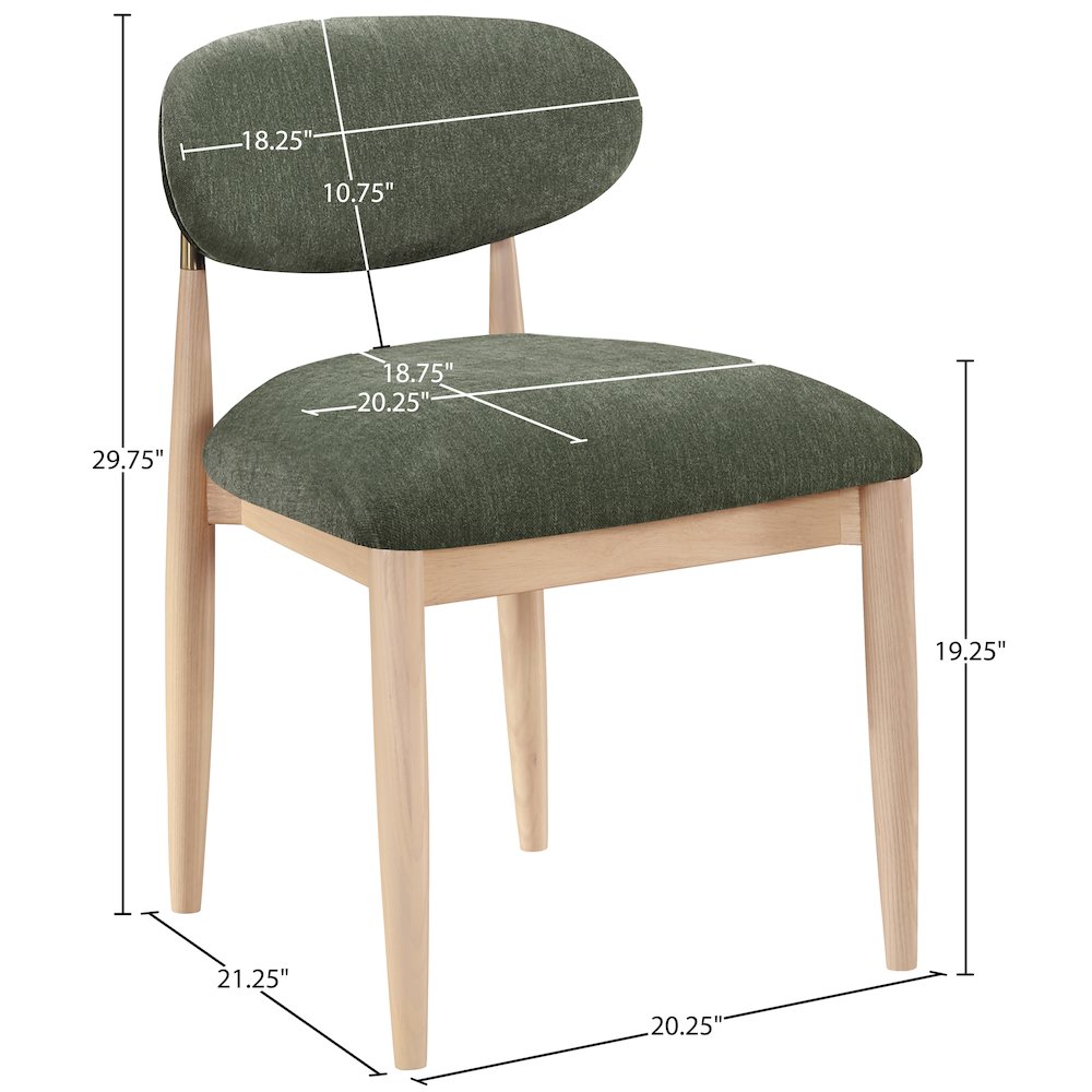 Riccio Olive Performance Fabric Upholstered Dining Side Chair, Set of 2. Picture 9