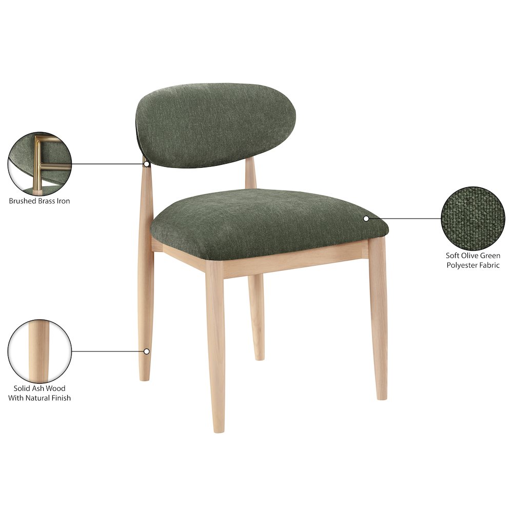 Riccio Olive Performance Fabric Upholstered Dining Side Chair, Set of 2. Picture 10
