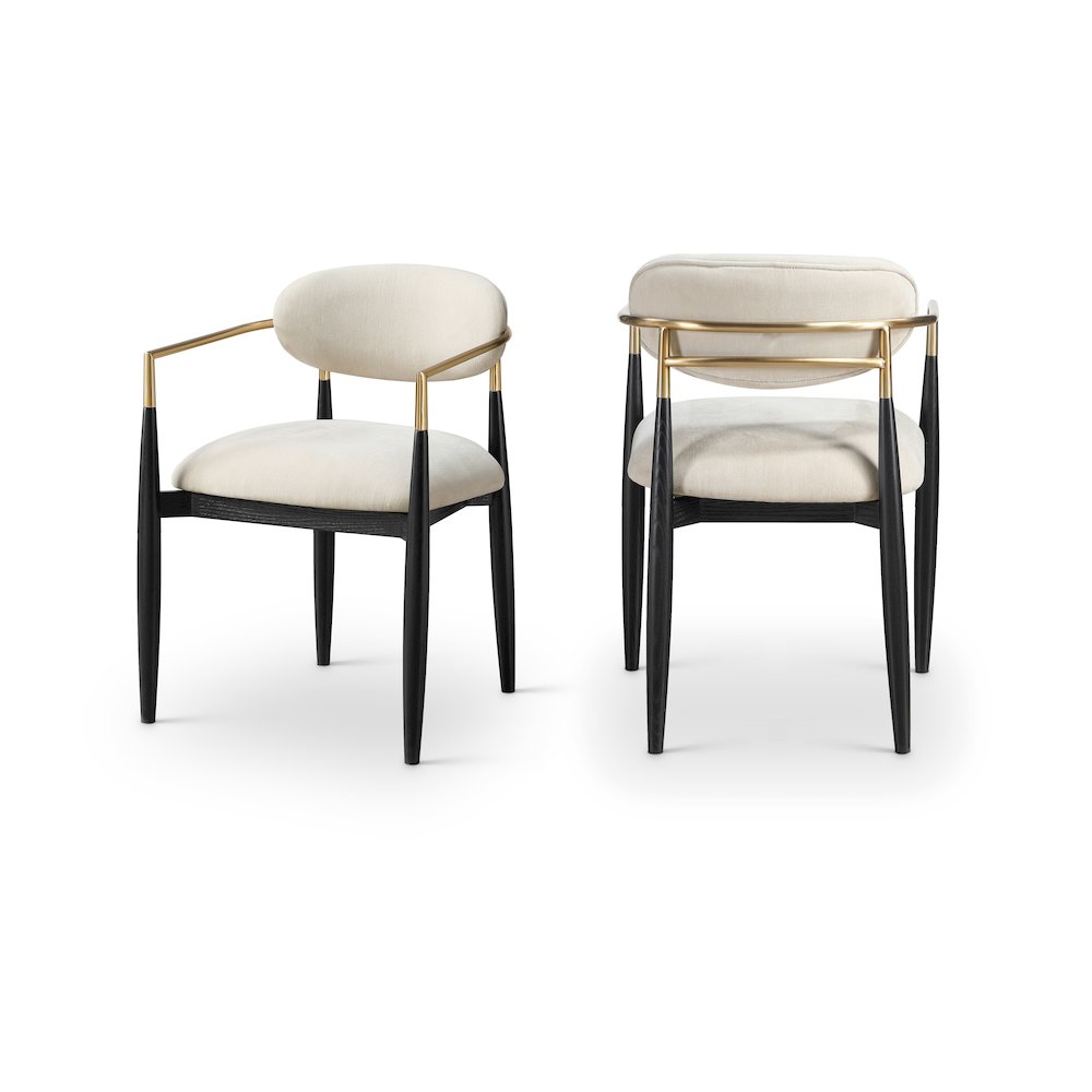 Riccio Beige Performance Fabric Upholstered Dining Arm Chair, Set of 2. Picture 1
