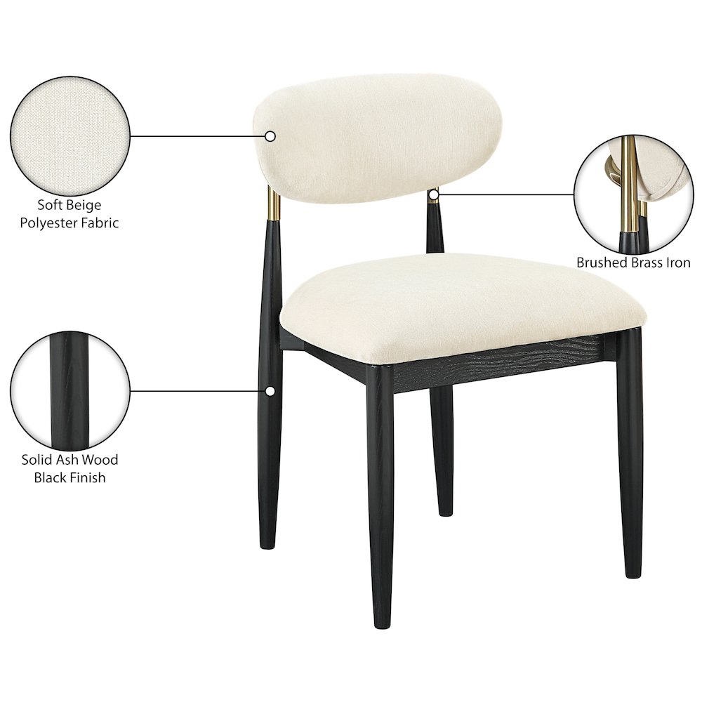 Riccio Beige Performance Fabric Upholstered Dining Side Chair, Set of 2. Picture 11