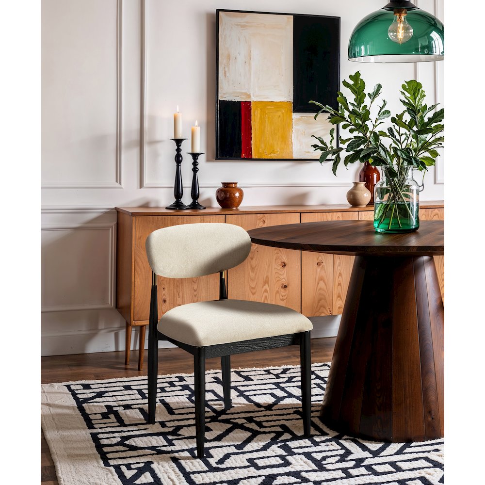 Riccio Beige Performance Fabric Upholstered Dining Side Chair, Set of 2. Picture 2